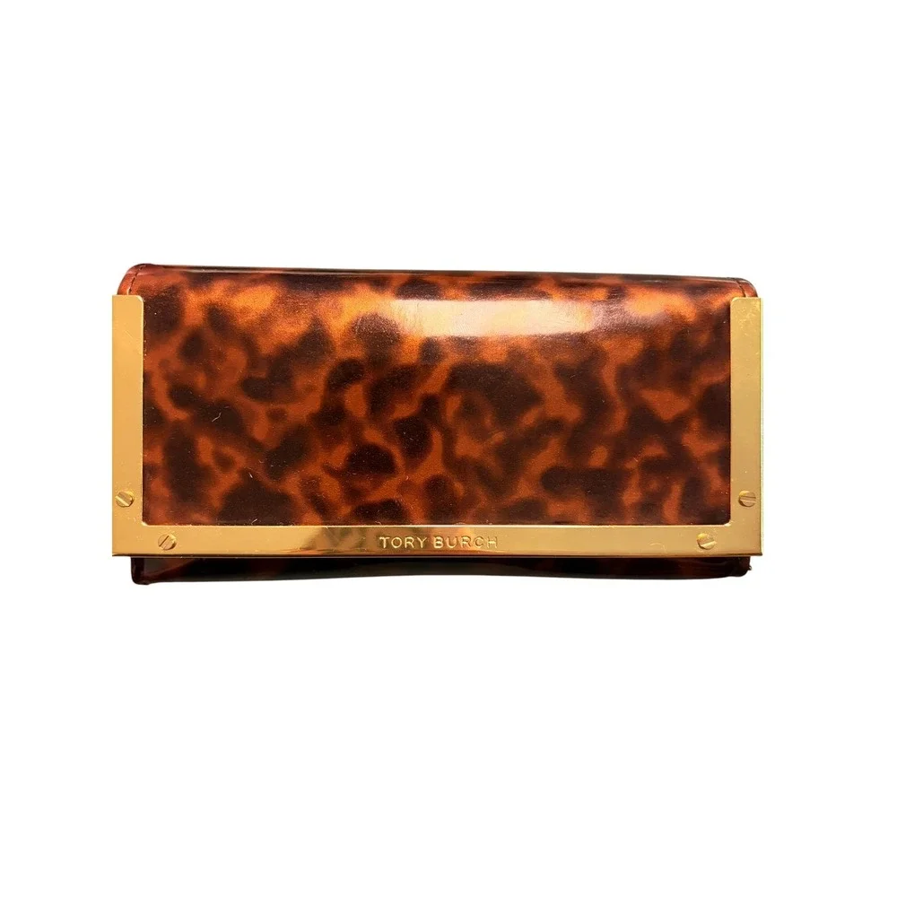 Authentic TORY BURCH EMPTY Tortoise Clutch CASE Fits Eyeglasses Sunglasses